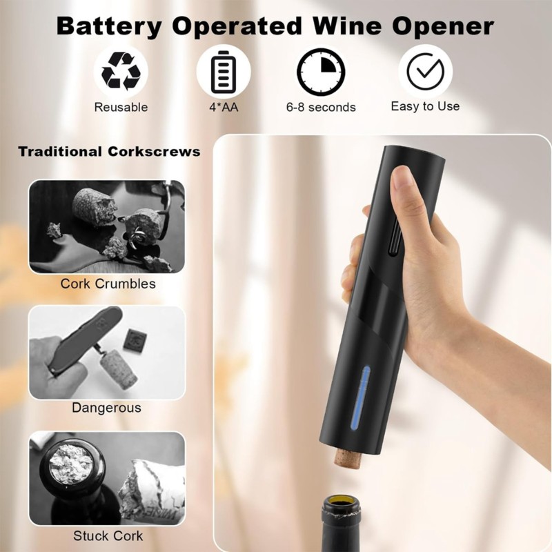 Wine Opener Electric - [NUOVO!N92R】 Apribottiglie automatico portatile - Apribottiglie